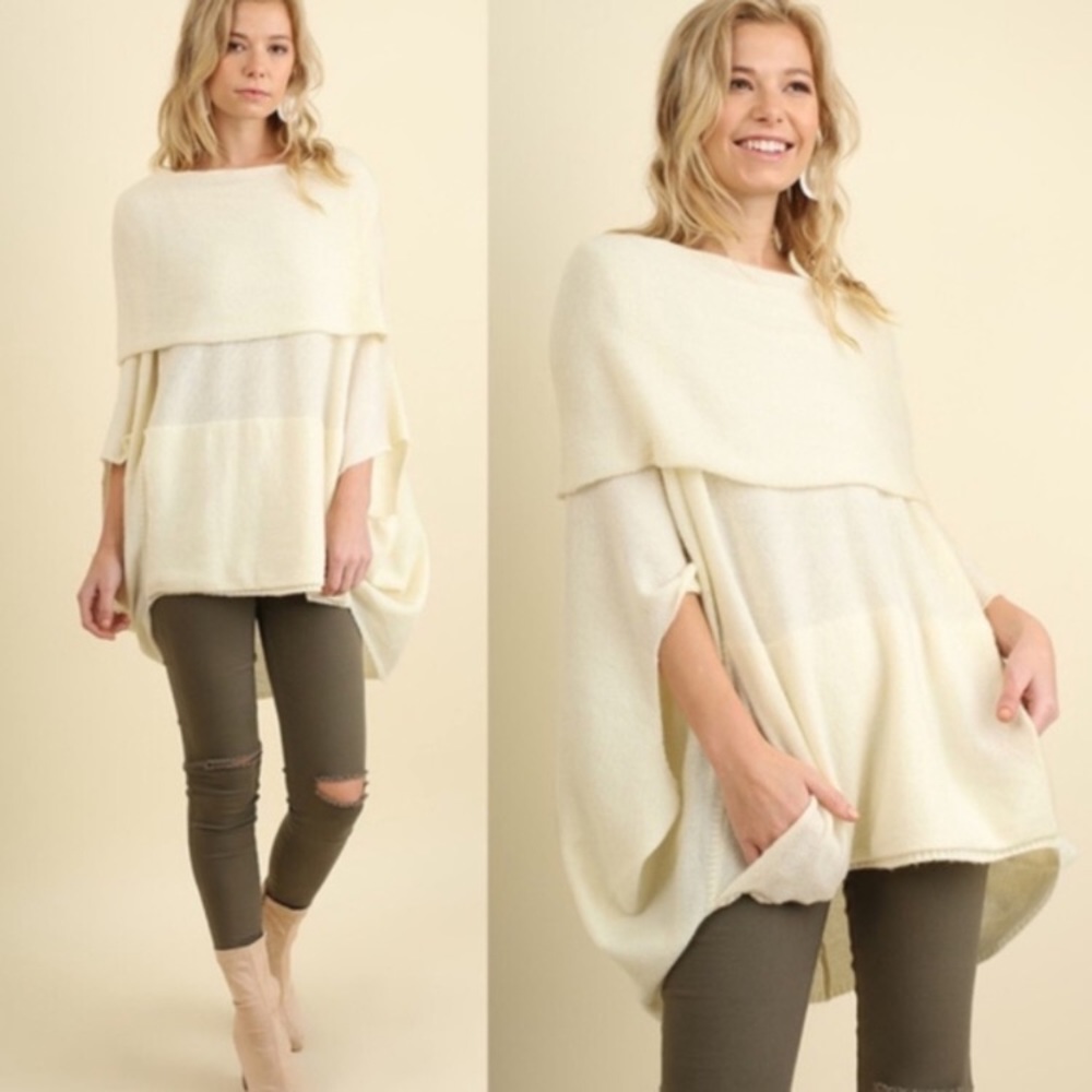 ❤️Cream Oversized Sweater with Pocket.